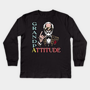 Stylish Grandpa Attitude: Age is Just a Number Kids Long Sleeve T-Shirt